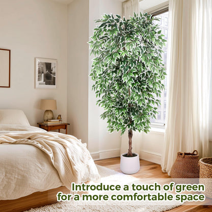5FT Artificial Ficus Tree, Tall Faux Trees Indoor with Planter