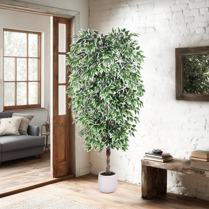 5FT Artificial Ficus Tree, Tall Faux Trees Indoor with Planter