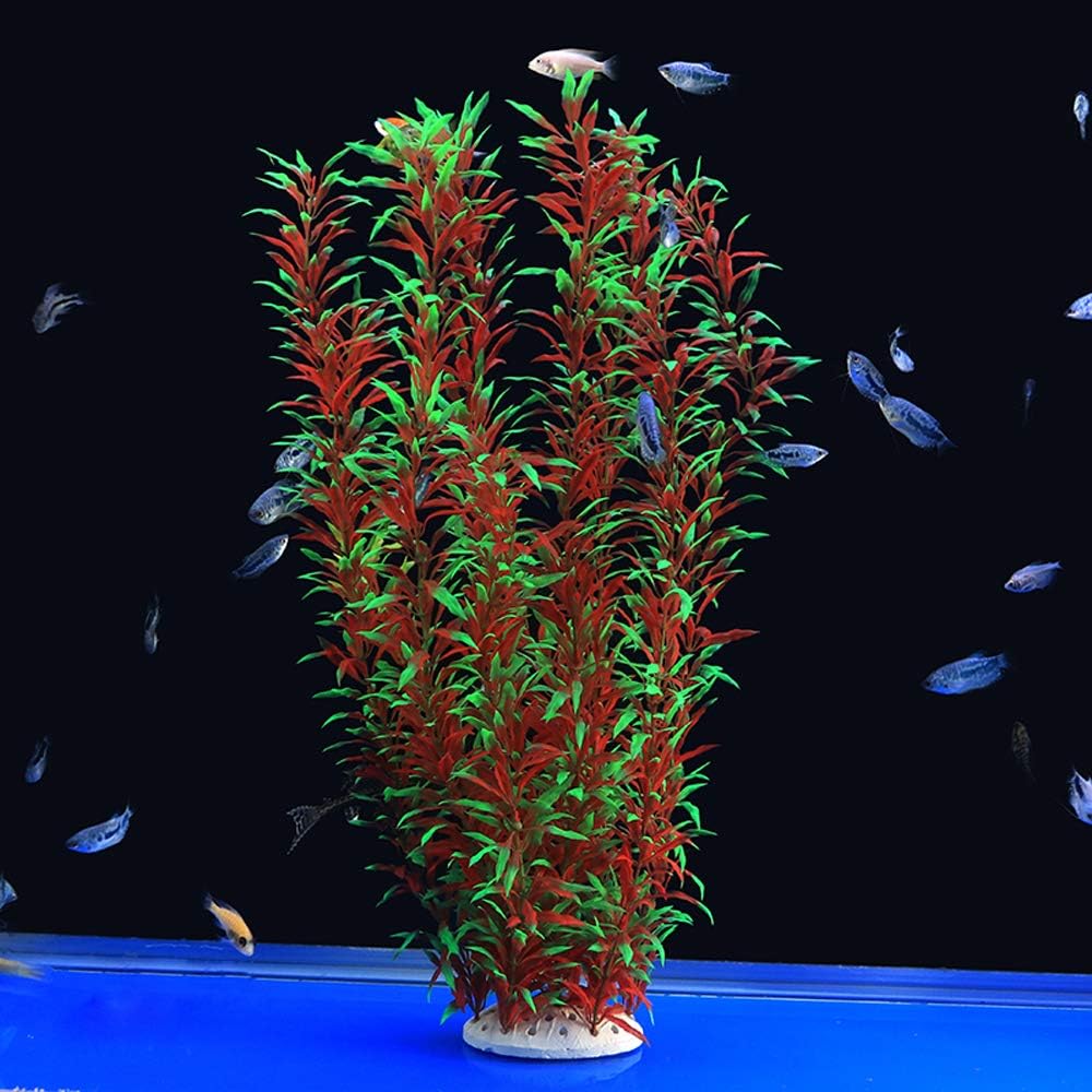 ALEGI Large Aquarium Artificial Plants, 21 Inches, Red & Green | Plastic Fish Tank Plants Decoration, Safe for All Fish