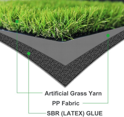 Artificial Grass Turf Rug 4FTX6FT Indoor Outdoor, 1.38" Pile Height Realistic Fake Grass with Drain Holes Astro Turf for Patio Garden Lawn Landscape Balcony