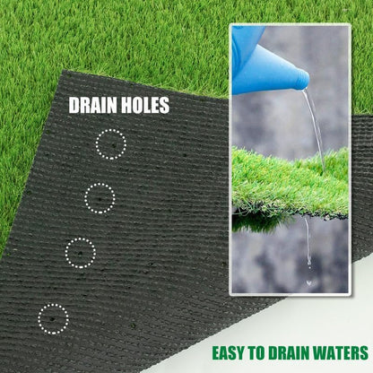 Artificial Grass Turf Rug 4FTX6FT Indoor Outdoor, 1.38" Pile Height Realistic Fake Grass with Drain Holes Astro Turf for Patio Garden Lawn Landscape Balcony