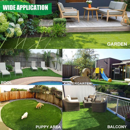 Artificial Grass Turf Rug 4FTX6FT Indoor Outdoor, 1.38" Pile Height Realistic Fake Grass with Drain Holes Astro Turf for Patio Garden Lawn Landscape Balcony