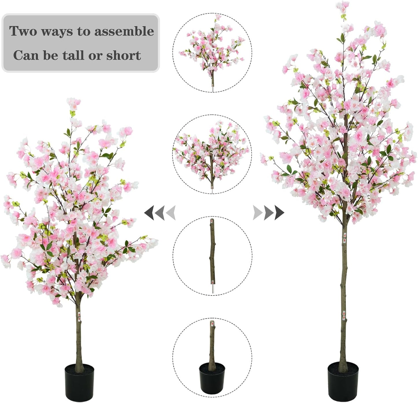 6FT Artificial Cherry Blossom Tree in Pot – Realistic Silk Faux Tree for Home, Party & Wedding Décor