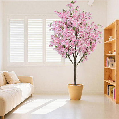6FT Artificial Cherry Blossom Tree in Pot – Realistic Silk Faux Tree for Home, Party & Wedding Décor