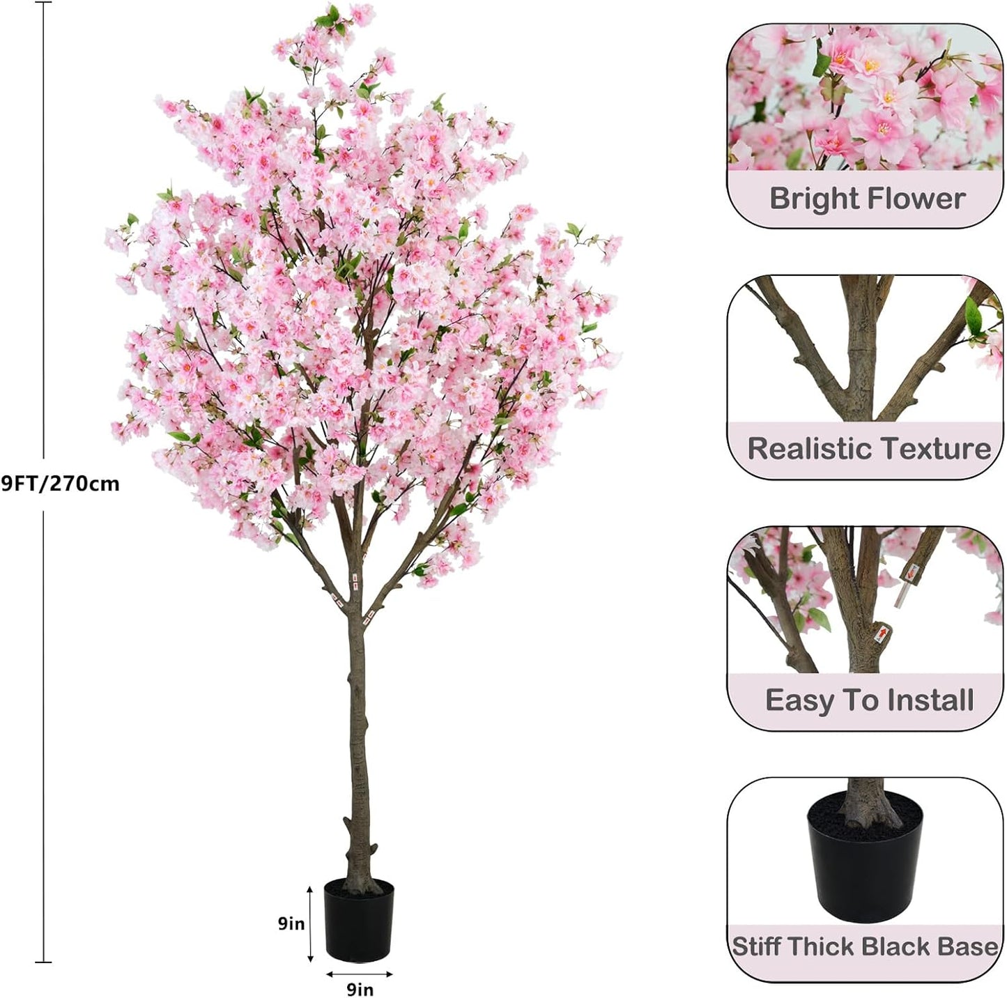 6FT Artificial Cherry Blossom Tree in Pot – Realistic Silk Faux Tree for Home, Party & Wedding Décor