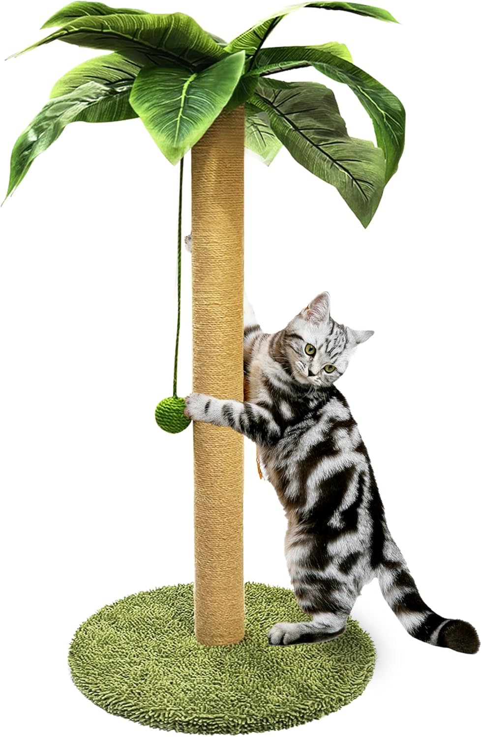 Cat Scratching Post, 36" Tall Palm Tree Cat Scratching Post, Sisal Cat Scratcher with Toy Ball for Indoor Kittens, Large Size