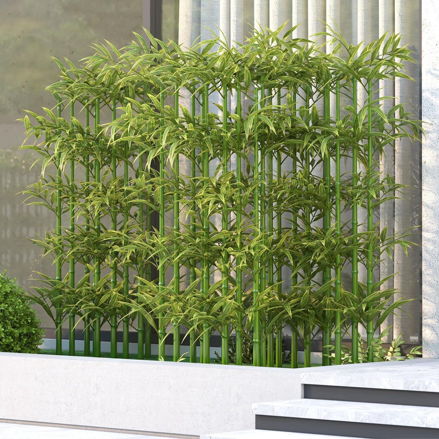 5ft Fake Bamboo Plant 10 Pack, Artificial Privacy Plants Indoor Outdoor Faux Bamboo Plant Privacy Trees with Silk Leaves for Garden Fence Courtyard Entrance (5ft / 150cm)