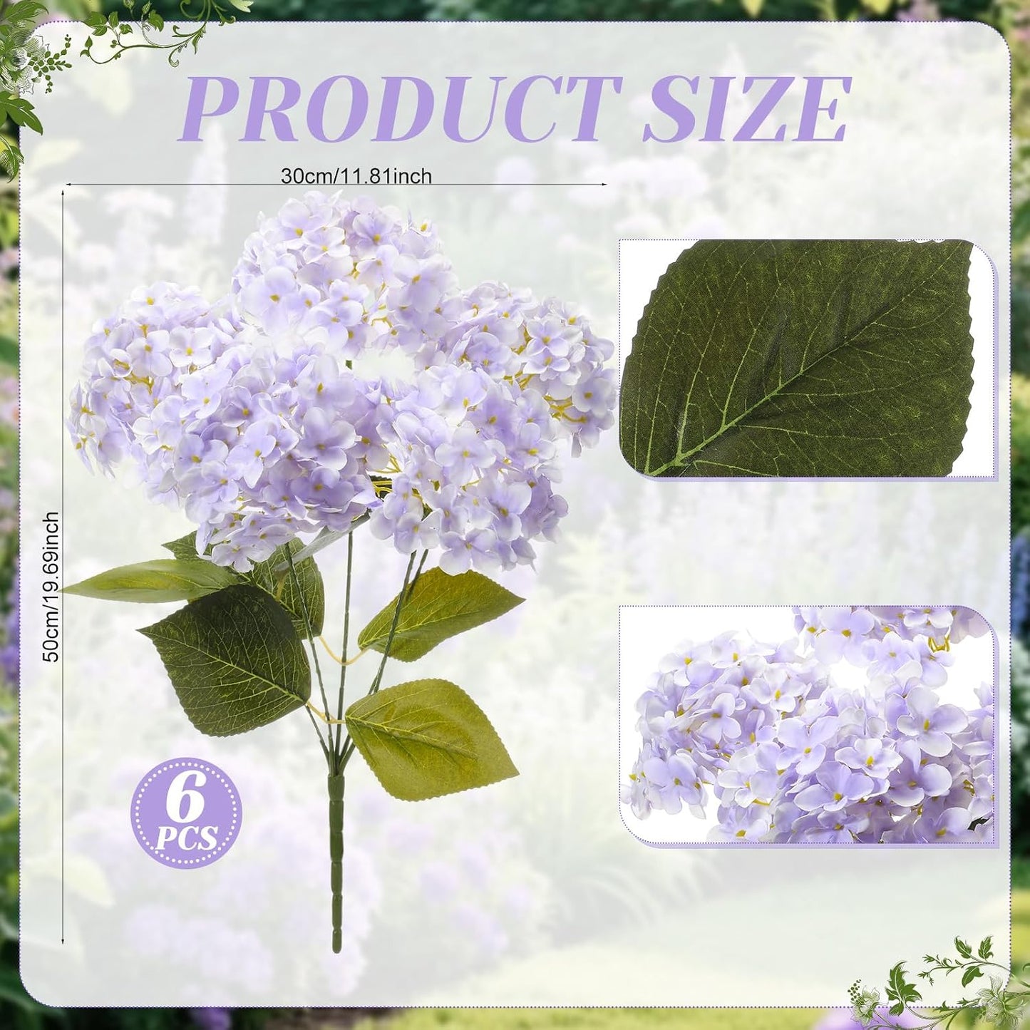 10 Heads Royal Blue Silk Hydrangea Artificial Flowers 20'' Extra Large Hydrangea Silk Flower Bushes with 5 Heads Each UV Resistant Faux Lifelike Flowers for Weddings Garden Table Centerpieces