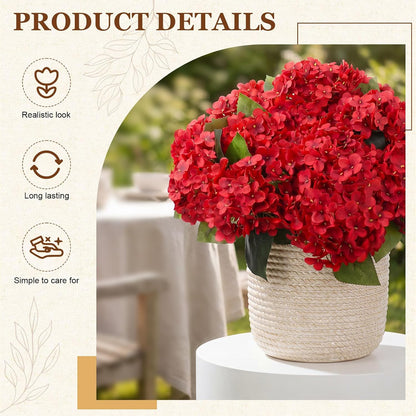 10 Heads Royal Blue Silk Hydrangea Artificial Flowers 20'' Extra Large Hydrangea Silk Flower Bushes with 5 Heads Each UV Resistant Faux Lifelike Flowers for Weddings Garden Table Centerpieces