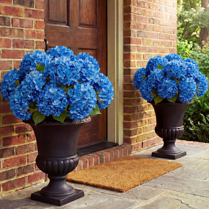 10 Heads Royal Blue Silk Hydrangea Artificial Flowers 20'' Extra Large Hydrangea Silk Flower Bushes with 5 Heads Each UV Resistant Faux Lifelike Flowers for Weddings Garden Table Centerpieces