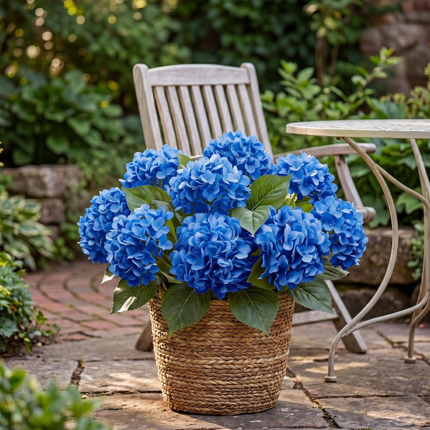 10 Heads Royal Blue Silk Hydrangea Artificial Flowers 20'' Extra Large Hydrangea Silk Flower Bushes with 5 Heads Each UV Resistant Faux Lifelike Flowers for Weddings Garden Table Centerpieces