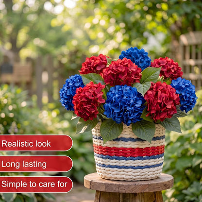10 Heads Royal Blue Silk Hydrangea Artificial Flowers 20'' Extra Large Hydrangea Silk Flower Bushes with 5 Heads Each UV Resistant Faux Lifelike Flowers for Weddings Garden Table Centerpieces