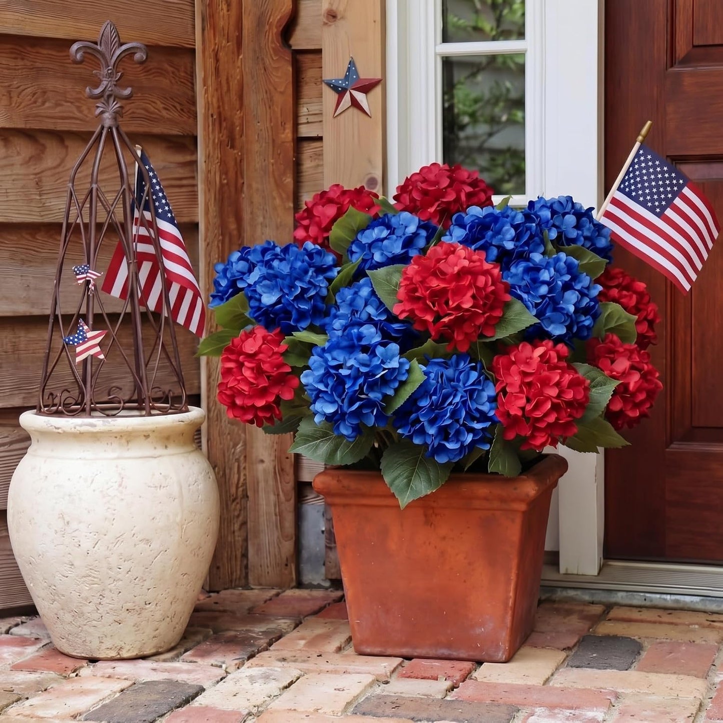 10 Heads Royal Blue Silk Hydrangea Artificial Flowers 20'' Extra Large Hydrangea Silk Flower Bushes with 5 Heads Each UV Resistant Faux Lifelike Flowers for Weddings Garden Table Centerpieces