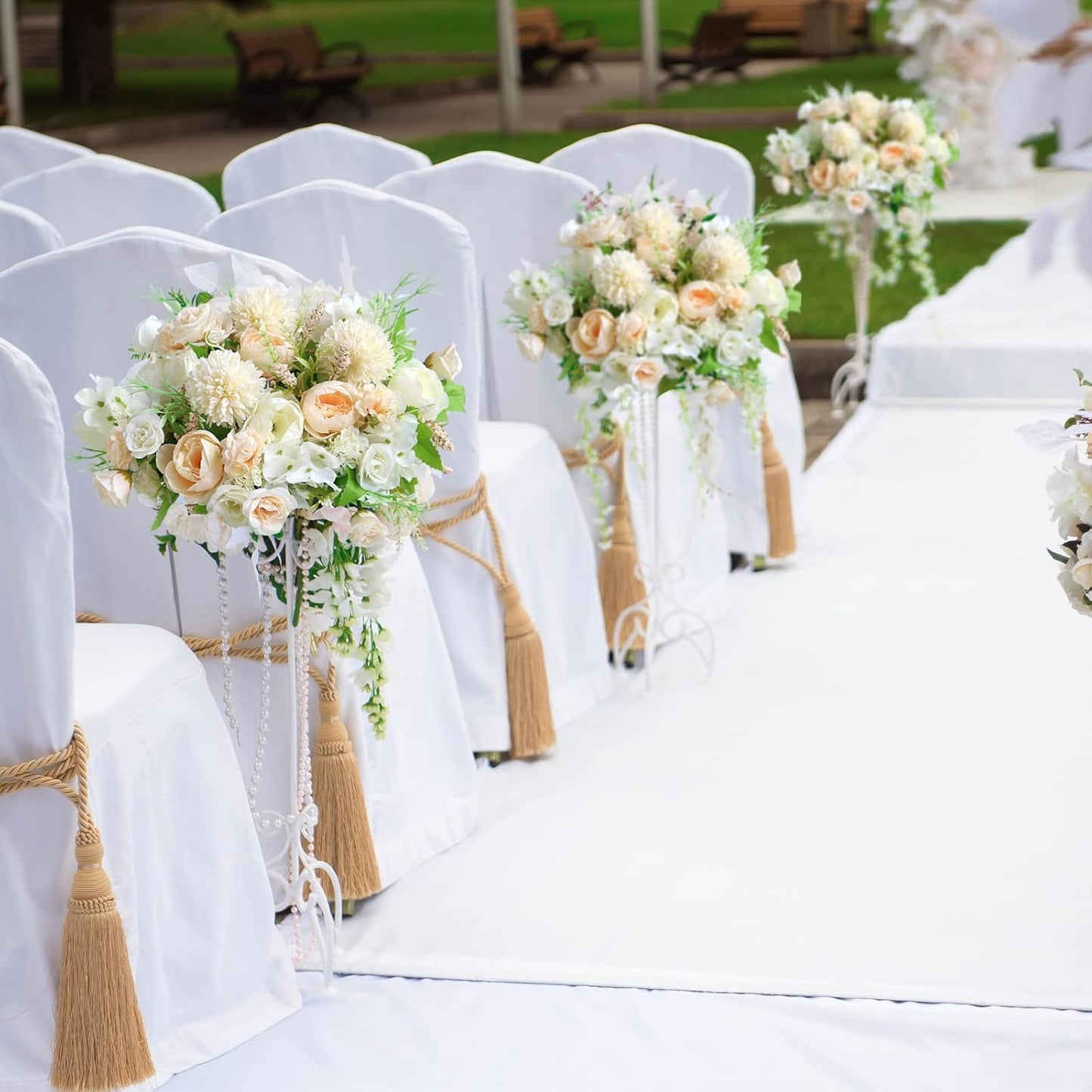 White Artificial Flowers, 2PCS Fake Silk Peonies Bouquet | Silk Hydrangea Bouquet Decor Realistic Flower Arrangements for Cemetery Wedding Home Decoration