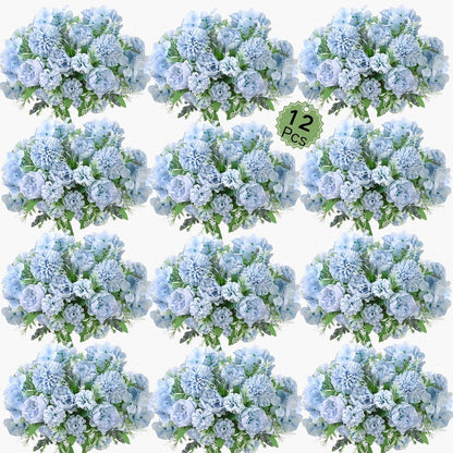 White Artificial Flowers, 2PCS Fake Silk Peonies Bouquet | Silk Hydrangea Bouquet Decor Realistic Flower Arrangements for Cemetery Wedding Home Decoration
