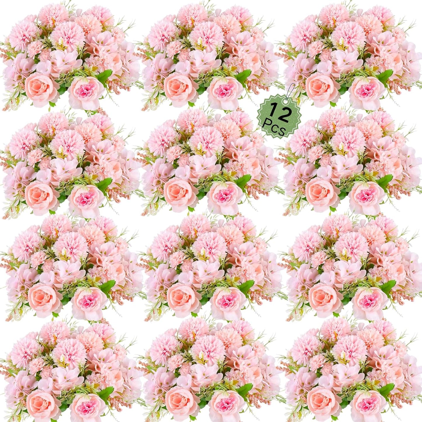 White Artificial Flowers, 2PCS Fake Silk Peonies Bouquet | Silk Hydrangea Bouquet Decor Realistic Flower Arrangements for Cemetery Wedding Home Decoration