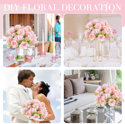 White Artificial Flowers, 2PCS Fake Silk Peonies Bouquet | Silk Hydrangea Bouquet Decor Realistic Flower Arrangements for Cemetery Wedding Home Decoration
