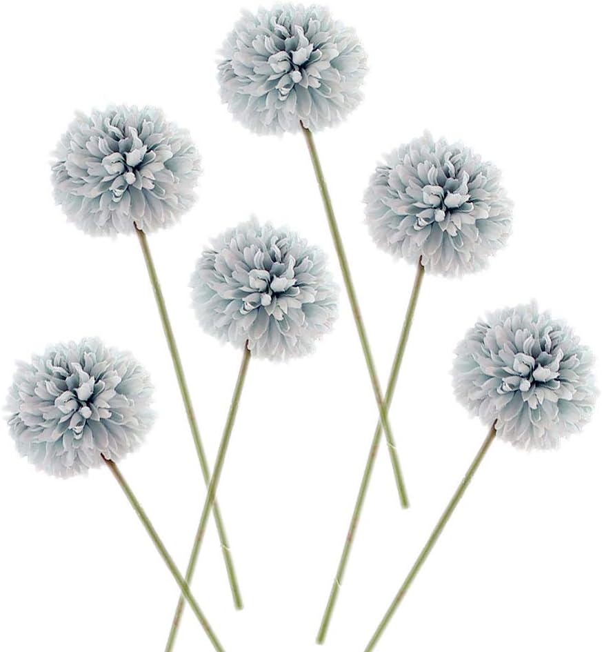 12" x 3" Artificial Flowers Blue Dandelion Set of 6