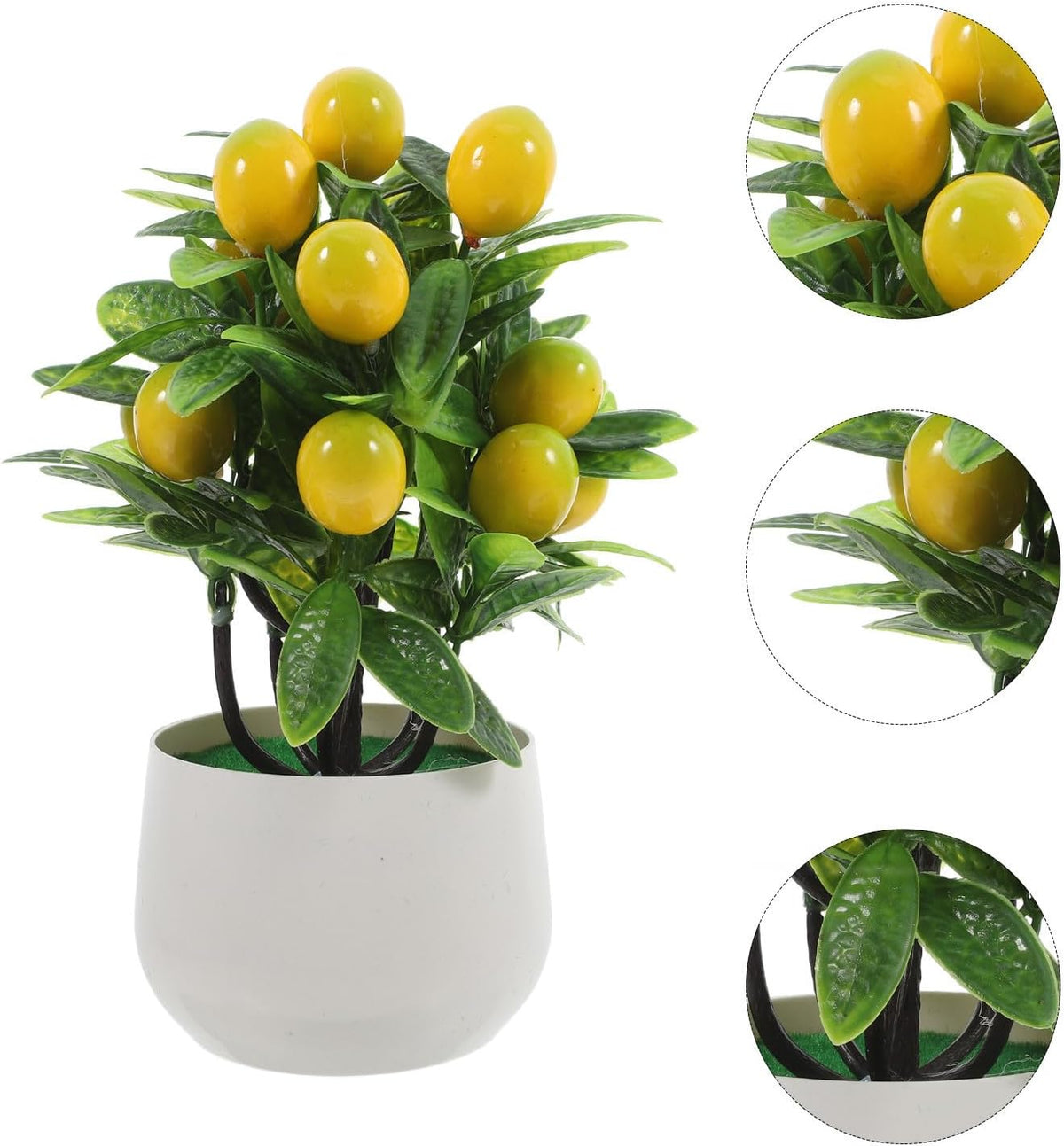 Mini Artificial Pomegranate Tree with Realistic Appearance and Green Leaves, Maintenance Free Faux Potted Plant Decor with Pot and Artificial Fruits, for Living Room or Desk