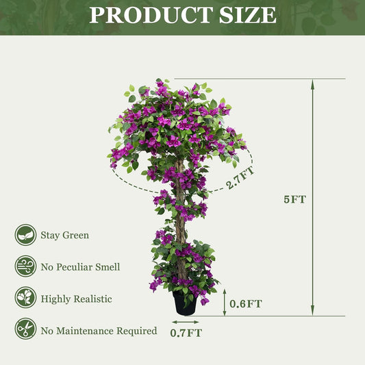 5FT Tall Bougainvillea Artificial Tree for Indoor & Outdoor