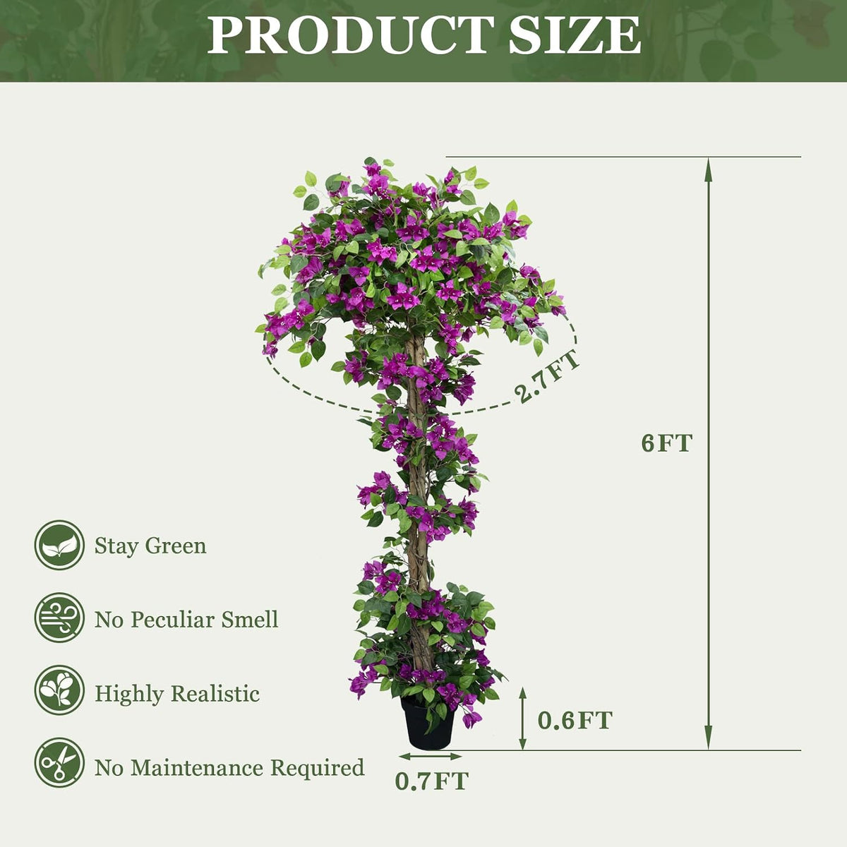 5FT Tall Bougainvillea Artificial Tree for Indoor & Outdoor