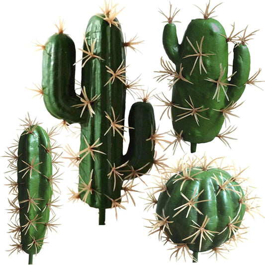 Artificial Cactus Decor Faux Cactus Plant Fake Succulents Plants Artificial Cacti 4 Pieces Unpotted Indoor Home Décor Fake Cactus Stems