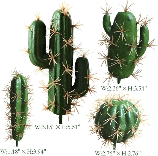 Artificial Cactus Decor Faux Cactus Plant Fake Succulents Plants Artificial Cacti 4 Pieces Unpotted Indoor Home Décor Fake Cactus Stems