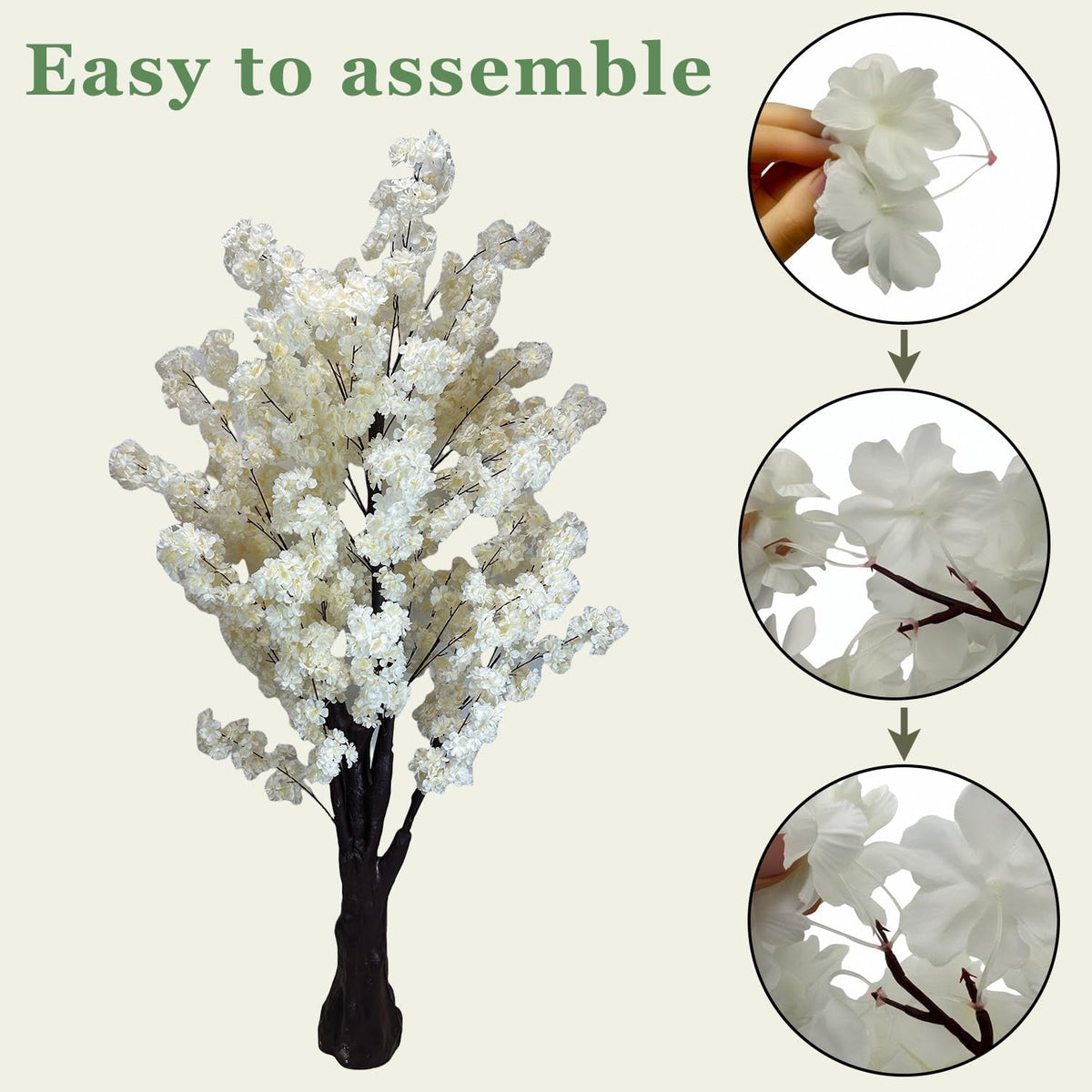 White Artificial Cherry Blossom Tree for Home, Wedding, Office, Living Room - Indoor Outdoor Decor (6.5ft/2m)