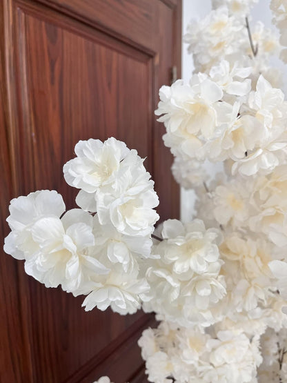 White Artificial Cherry Blossom Tree for Home, Wedding, Office, Living Room - Indoor Outdoor Decor (6.5ft/2m)