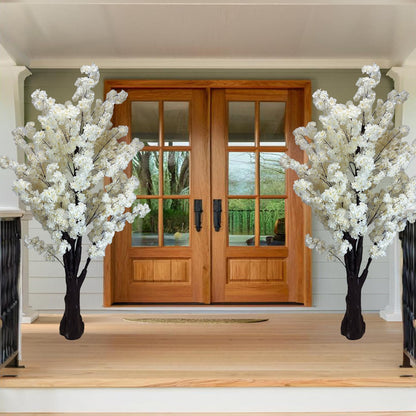 White Artificial Cherry Blossom Tree for Home, Wedding, Office, Living Room - Indoor Outdoor Decor (6.5ft/2m)