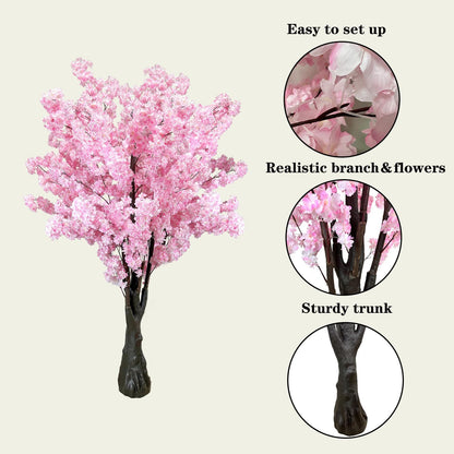 White Artificial Cherry Blossom Tree for Home, Wedding, Office, Living Room - Indoor Outdoor Decor (6.5ft/2m)