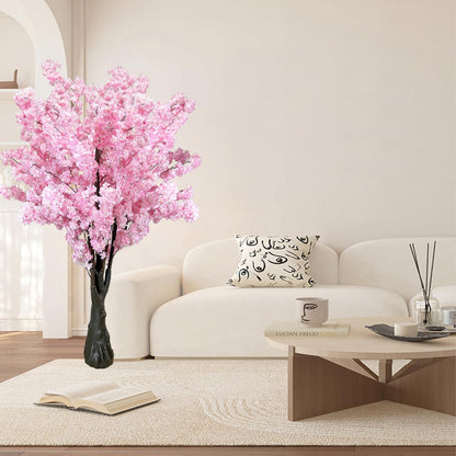 White Artificial Cherry Blossom Tree for Home, Wedding, Office, Living Room - Indoor Outdoor Decor (6.5ft/2m)