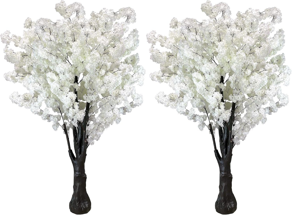 White Artificial Cherry Blossom Tree for Home, Wedding, Office, Living Room - Indoor Outdoor Decor (6.5ft/2m)
