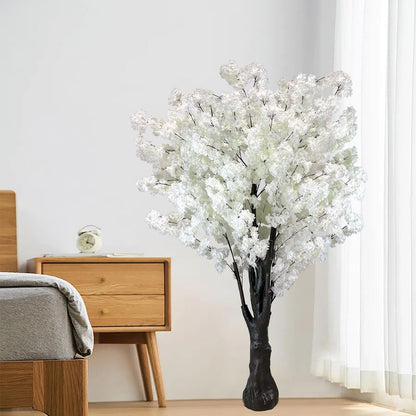White Artificial Cherry Blossom Tree for Home, Wedding, Office, Living Room - Indoor Outdoor Decor (6.5ft/2m)