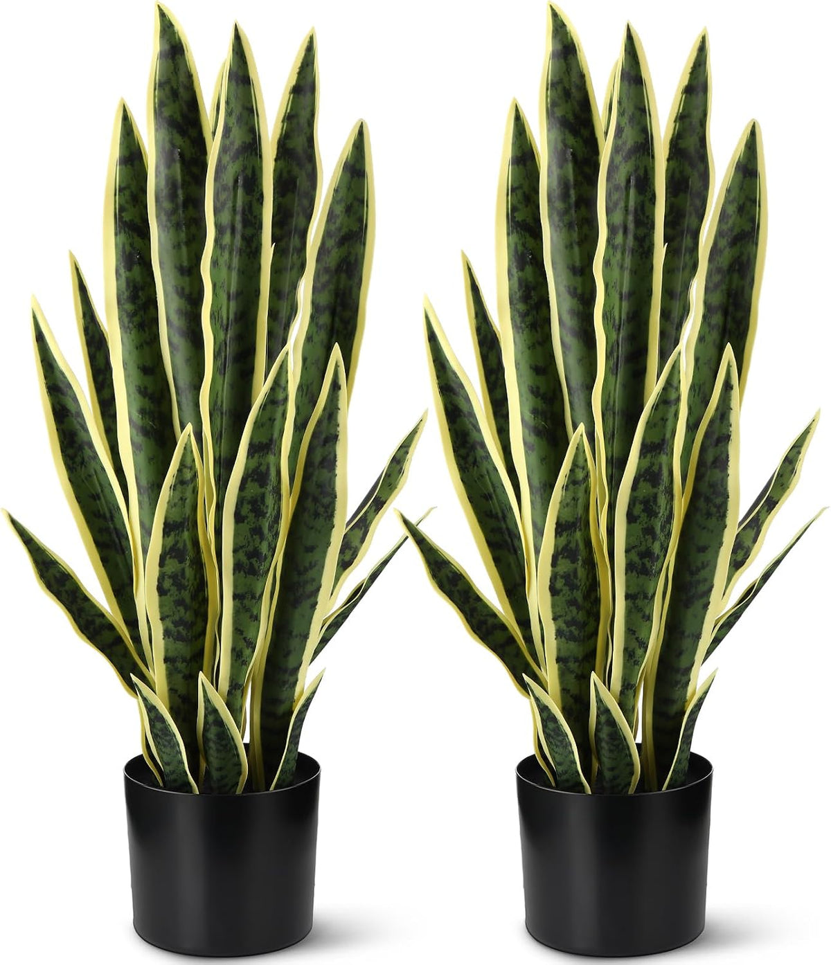Tall Artificial Snake Plant Faux Sansevieria Plant Large Fake Snake Bulk in Pot for Home Office Housewarming Gift(2 Pack,2.25 Ft)