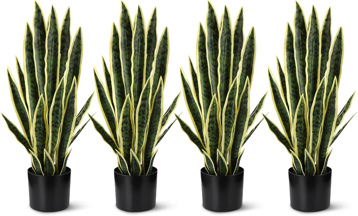 Tall Artificial Snake Plant Faux Sansevieria Plant Large Fake Snake Bulk in Pot for Home Office Housewarming Gift(2 Pack,2.25 Ft)