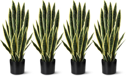Tall Artificial Snake Plant Faux Sansevieria Plant Large Fake Snake Bulk in Pot for Home Office Housewarming Gift(2 Pack,2.25 Ft)