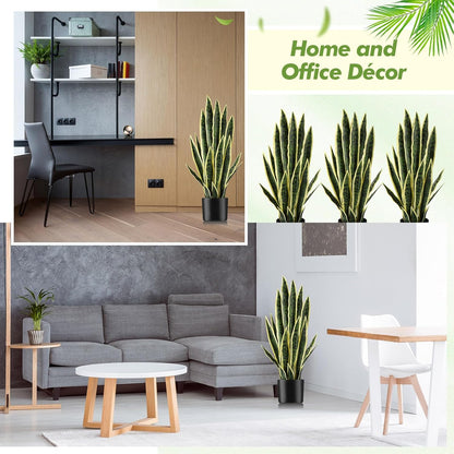 Tall Artificial Snake Plant Faux Sansevieria Plant Large Fake Snake Bulk in Pot for Home Office Housewarming Gift(2 Pack,2.25 Ft)