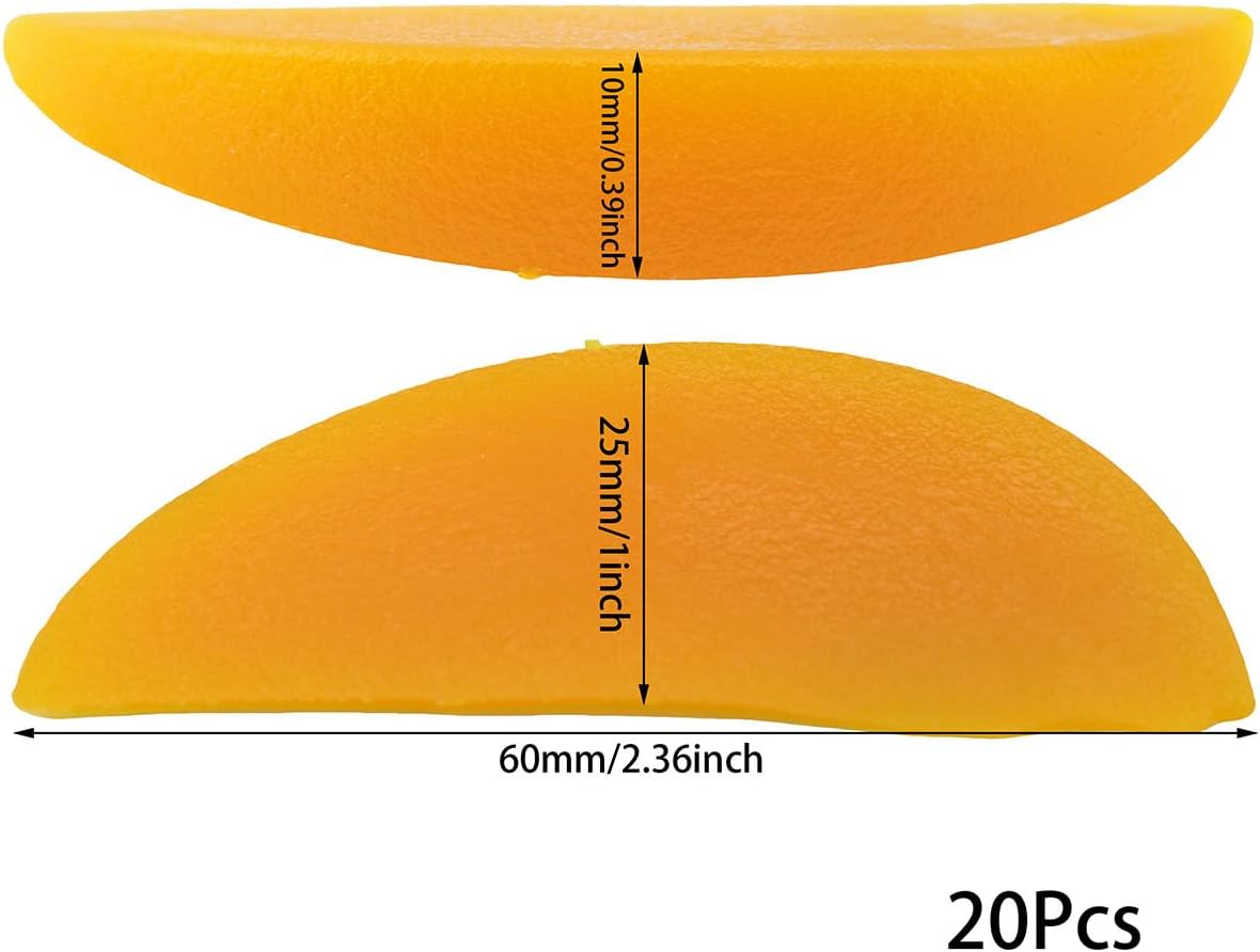 20PCS Artificial Yellow Peach Slice Fake Fruit Slices Home Table Cabinet Decoration Fake Fruit Artificial Peach Sliced Home House Kitchen Tabletop Party Decoration Photography Props Realistic