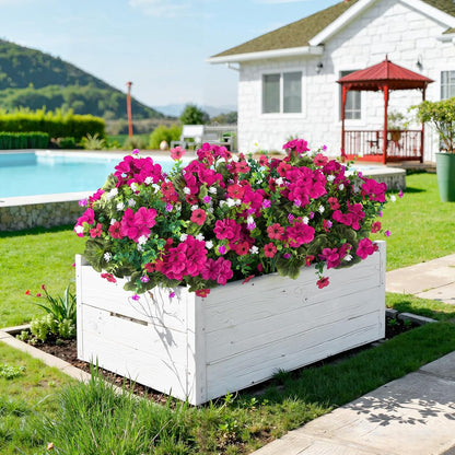 18'' Artificial Geraniums Flowers for Outdoors Decor, Red | Mixed fake silk flowers, plastic plants, UV resistant, for summer garden porch patio planter kitchen table home decor