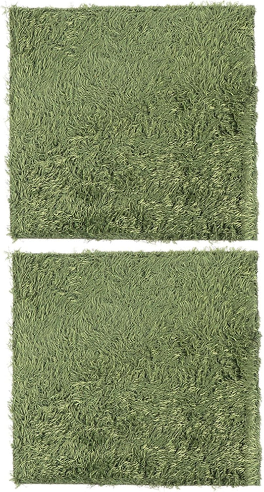Reptile Moss Carpet for Tortoise 2pcs Artificial Grass Mats Absorbent and Moisture Retaining for Terrariums and Amphibians Green Fake Plant Decoration