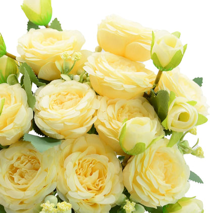 2 Pack Artificial Flowers Bouquet, 10 Pcs Austin Roses Silk Flowers Heads, Fake Peonies Flower for Home Decor Table Centerpieces Wedding Bridal Bouquet Mother's Day Valentine's Day, Pink