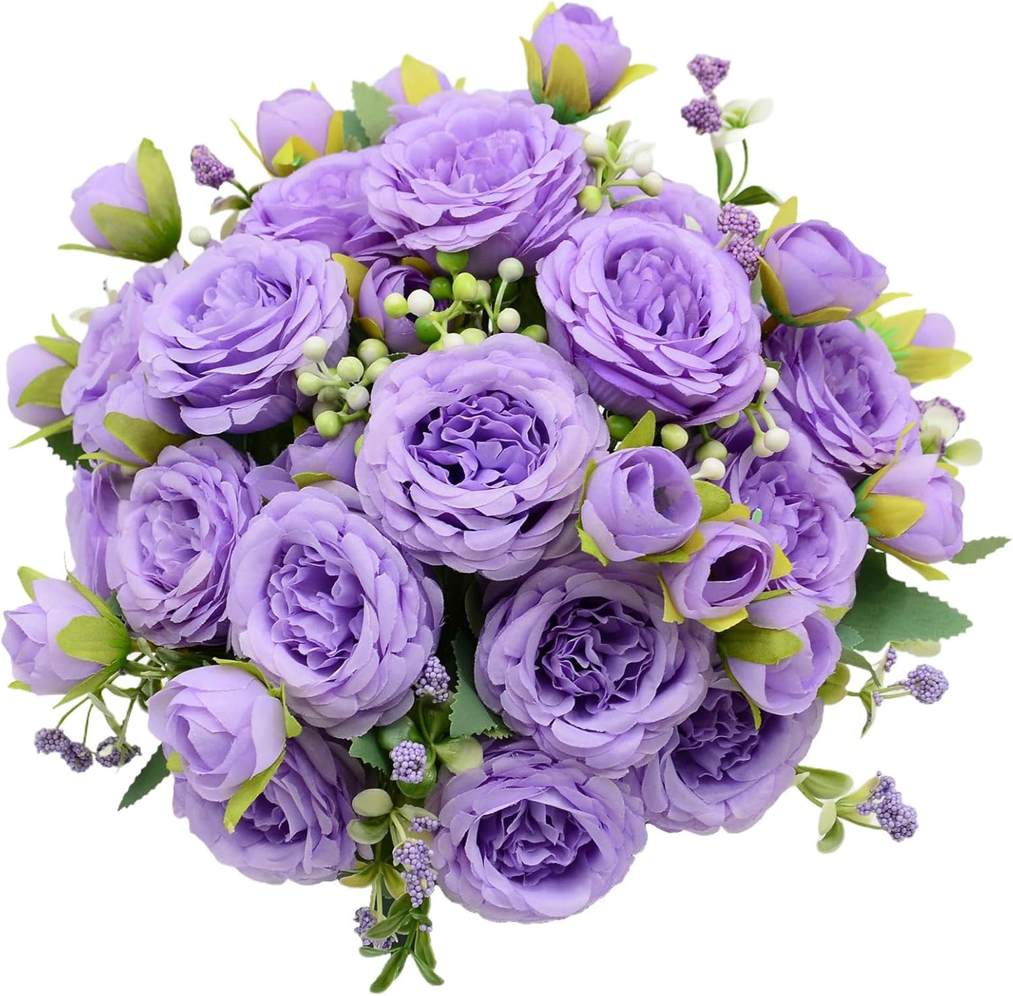 2 Pack Artificial Flowers Bouquet, 10 Pcs Austin Roses Silk Flowers Heads, Fake Peonies Flower for Home Decor Table Centerpieces Wedding Bridal Bouquet Mother's Day Valentine's Day, Pink