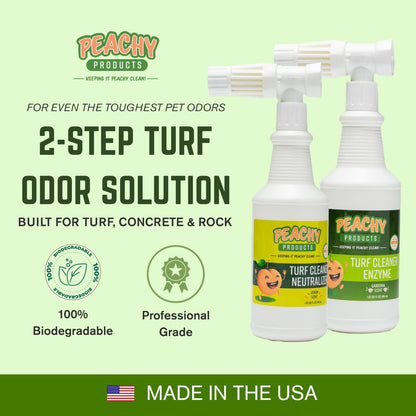 Turf Urine & Odor Eliminator 2-Step System 32 oz Outdoor Pet Odor Remover for Artificial Grass Concrete Rocks Dog Runs Kennels Patios and Backyard Pet Areas