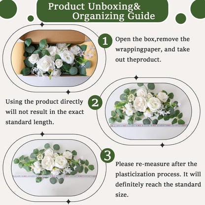 (Pack of 2 Artificial Flowers Decorations, Wedding Flowers, Wedding, Banquet, Party, Reception Entrance Welcome Sign and Background Decoration(White)