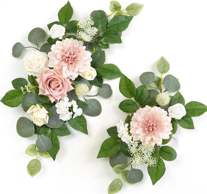 (Pack of 2 Artificial Flowers Decorations, Wedding Flowers, Wedding, Banquet, Party, Reception Entrance Welcome Sign and Background Decoration(White)