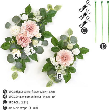 (Pack of 2 Artificial Flowers Decorations, Wedding Flowers, Wedding, Banquet, Party, Reception Entrance Welcome Sign and Background Decoration(White)