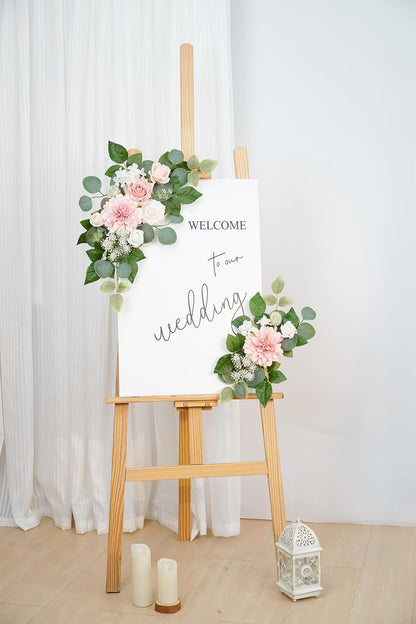 (Pack of 2 Artificial Flowers Decorations, Wedding Flowers, Wedding, Banquet, Party, Reception Entrance Welcome Sign and Background Decoration(White)