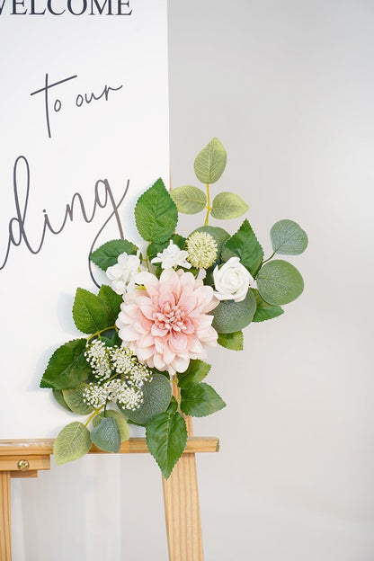 (Pack of 2 Artificial Flowers Decorations, Wedding Flowers, Wedding, Banquet, Party, Reception Entrance Welcome Sign and Background Decoration(White)