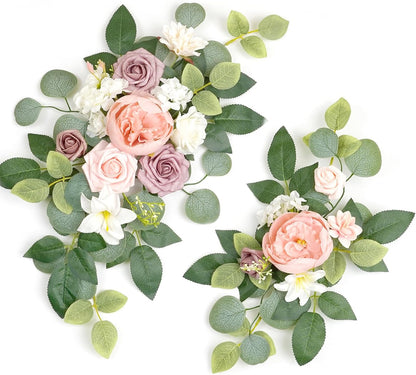 (Pack of 2 Artificial Flowers Decorations, Wedding Flowers, Wedding, Banquet, Party, Reception Entrance Welcome Sign and Background Decoration(White)